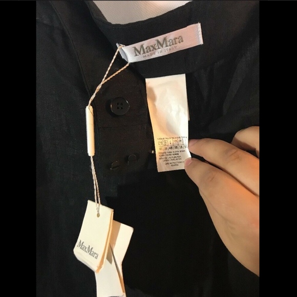 NWT $495 Max Mara Agami‎ Wide Leg Linen Pant in Black [SZ 16 ] - Picture 5 of 8